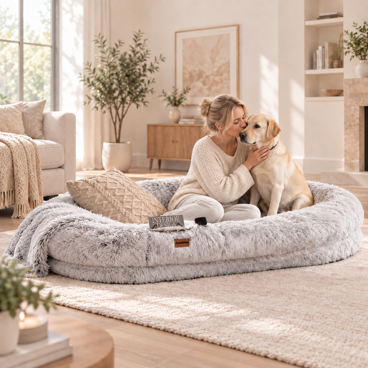 Anshine Oversized Human & Pet Bed 180 × 110cm – Extra Large Plush Dog Bed