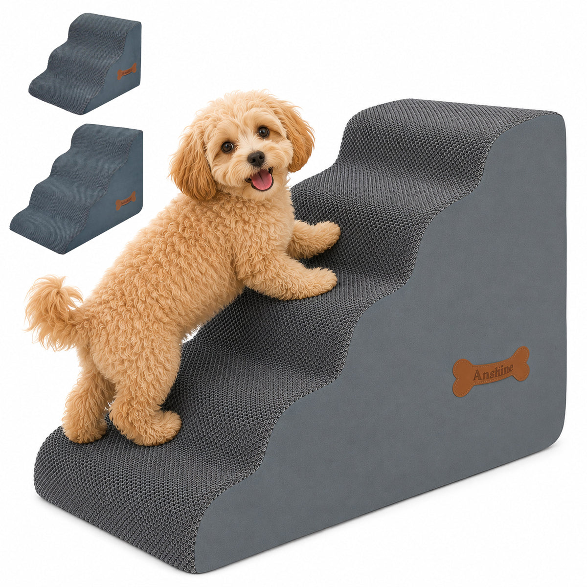 Memory Foam Dog Stairs – Non-Slip Pet Steps for Bed, Sofa & Couch
