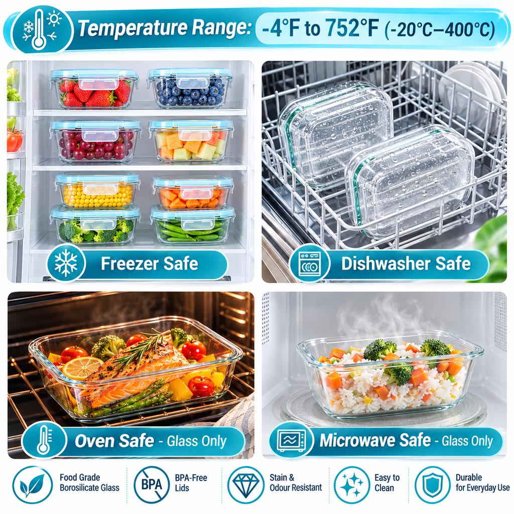 Anshine Glass Food Storage Containers – 12 Pack, Airtight & Leak-Proof