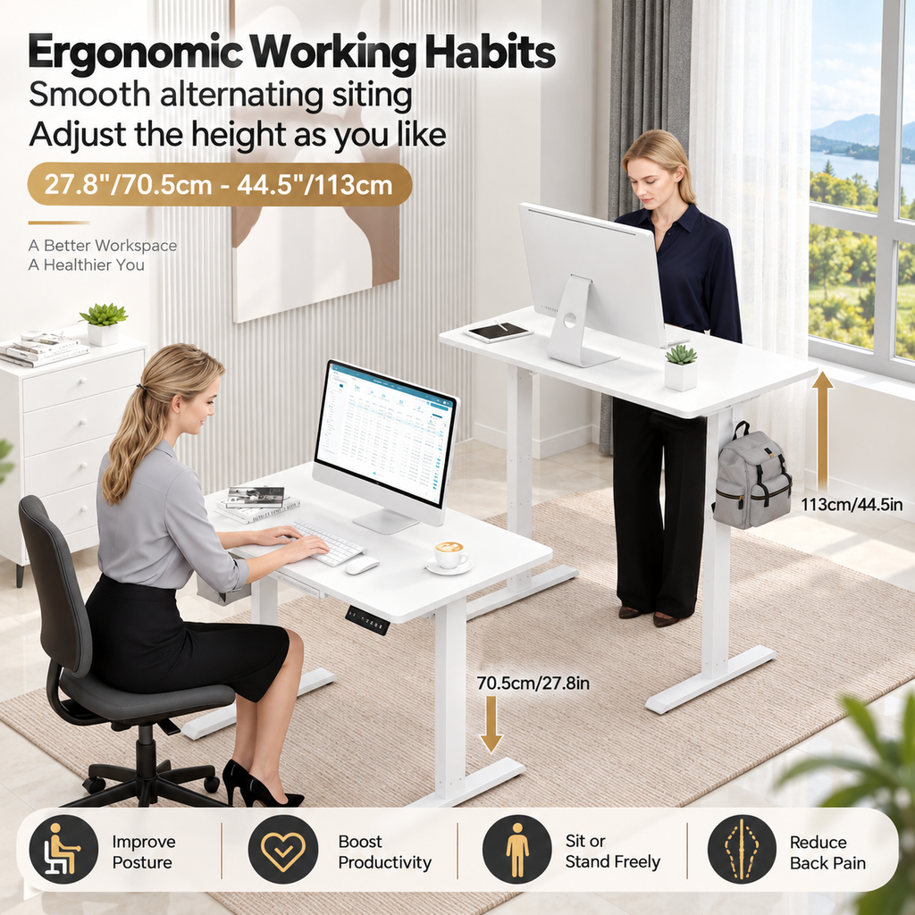 Anshine Electric Standing Desk 100 × 60cm – Height Adjustable Sit Stand Desk