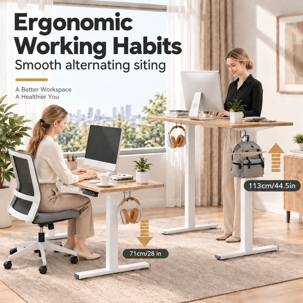 Anshine Electric Standing Desk 140 x 60cm – Height Adjustable Sit Stand Desk