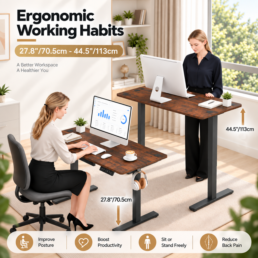 Anshine Electric Standing Desk 140 x 60cm – Height Adjustable Sit Stand Desk