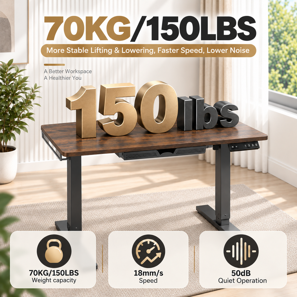 Anshine Electric Standing Desk 140 x 60cm – Height Adjustable Sit Stand Desk