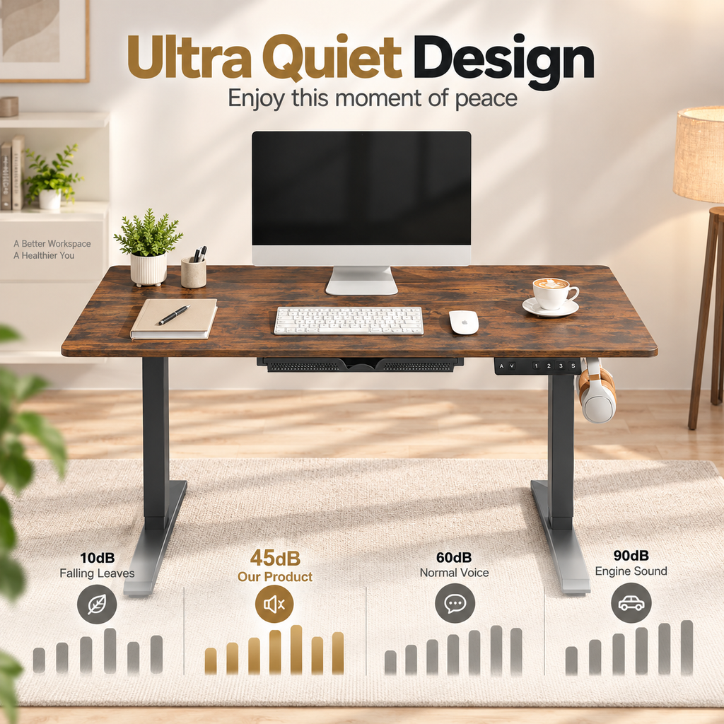 Anshine Electric Standing Desk 140 x 60cm – Height Adjustable Sit Stand Desk