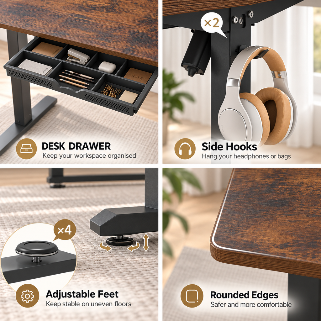 Anshine Electric Standing Desk 140 x 60cm – Height Adjustable Sit Stand Desk