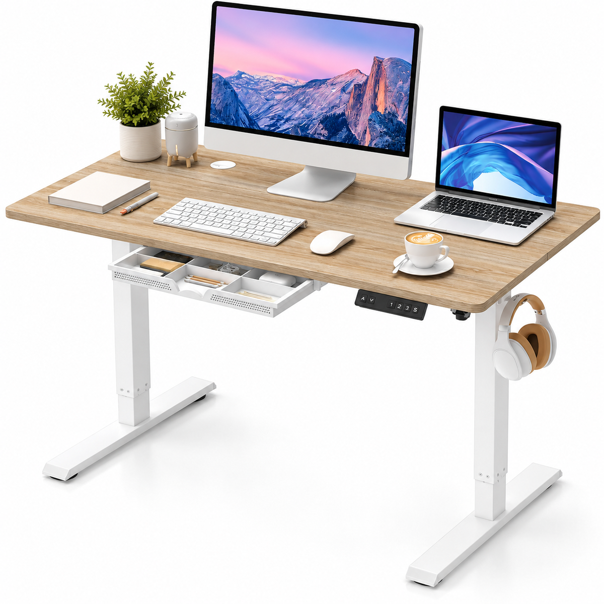 Anshine Electric Standing Desk 120 x 60cm – Height Adjustable Sit Stand Desk