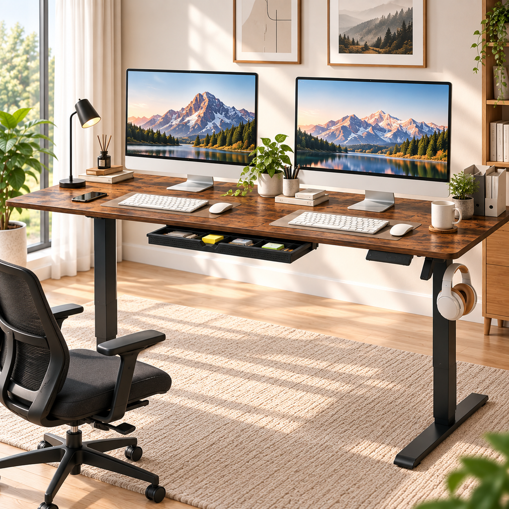 Anshine Electric Standing Desk 140 x 60cm – Height Adjustable Sit Stand Desk