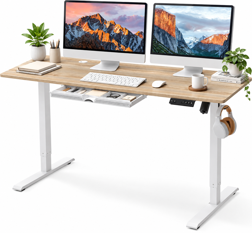 Anshine Electric Standing Desk 140 x 60cm – Height Adjustable Sit Stand Desk