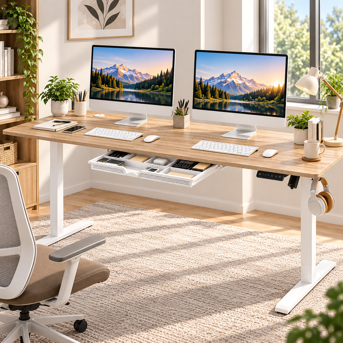 Anshine Electric Standing Desk 140 x 60cm – Height Adjustable Sit Stand Desk