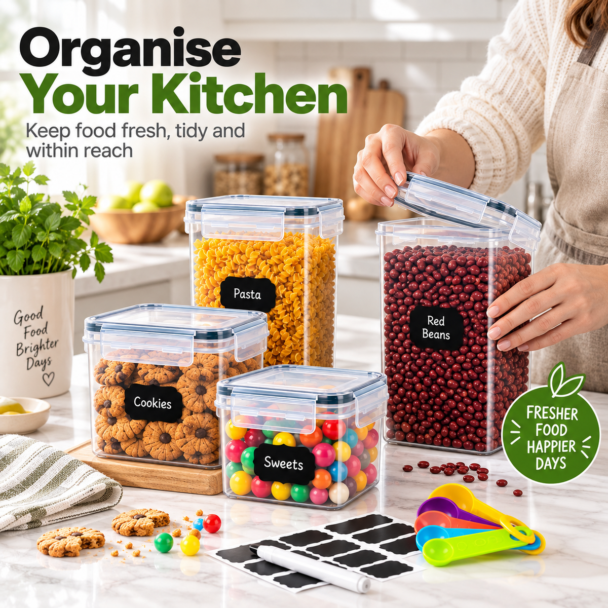 Anshine Airtight Food Storage Containers 42 Piece Set – Pantry Organiser