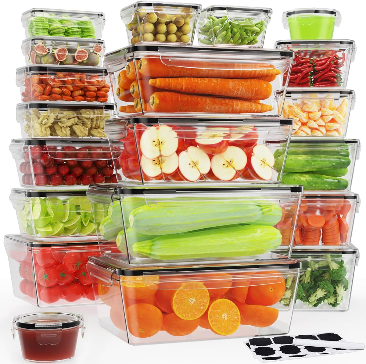 Anshine 20 Piece Airtight Food Storage Containers – BPA Free, 4-Side Lock, Stackable Pantry Organization