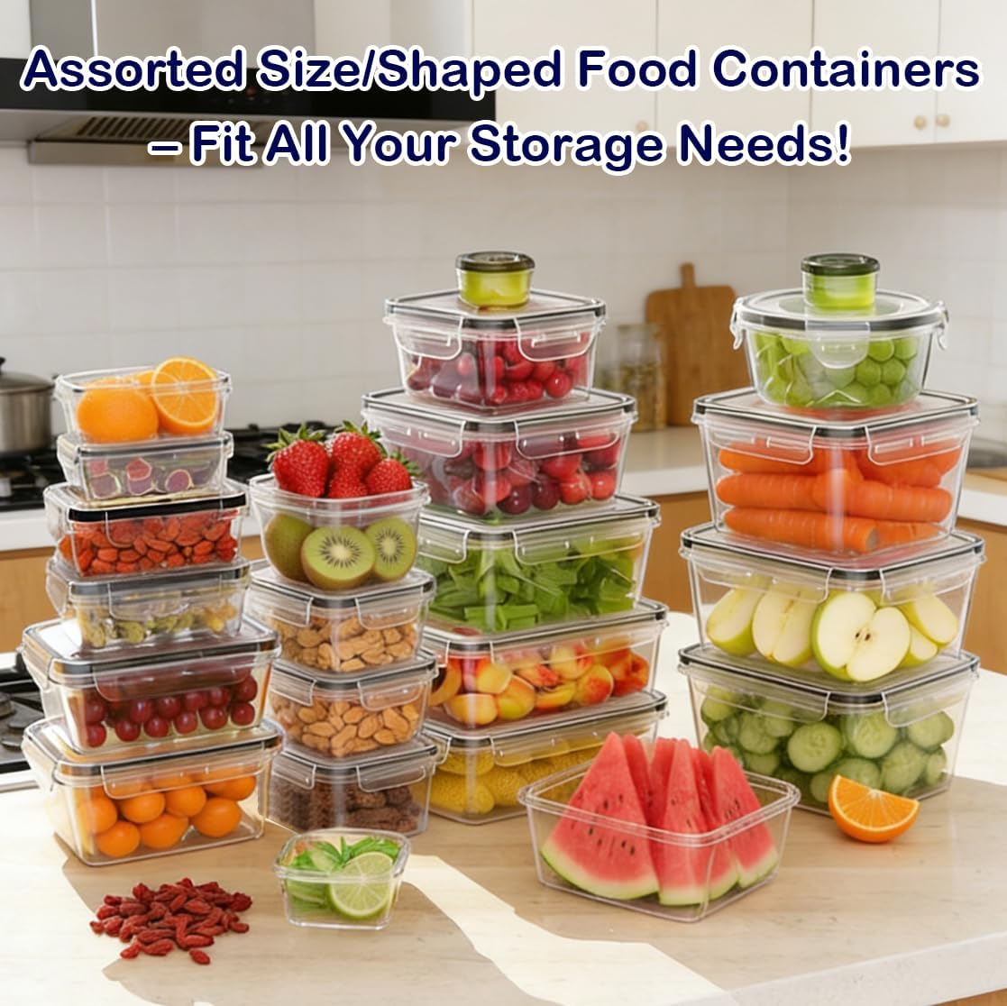 Anshine 20 Piece Airtight Food Storage Containers – BPA Free, 4-Side Lock, Stackable Pantry Organization