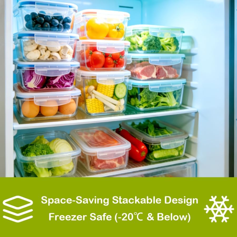 Anshine 20 Piece Airtight Food Storage Containers – BPA Free, 4-Side Lock, Stackable Pantry Organization
