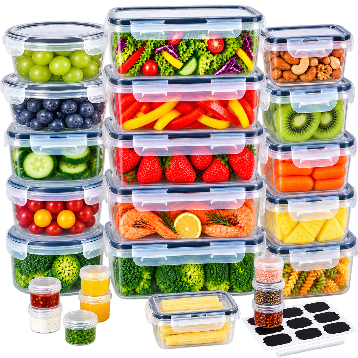 Anshine 24 Piece Airtight Food Storage Containers – BPA-Free, 4-Side Lock, Stackable Pantry Organization