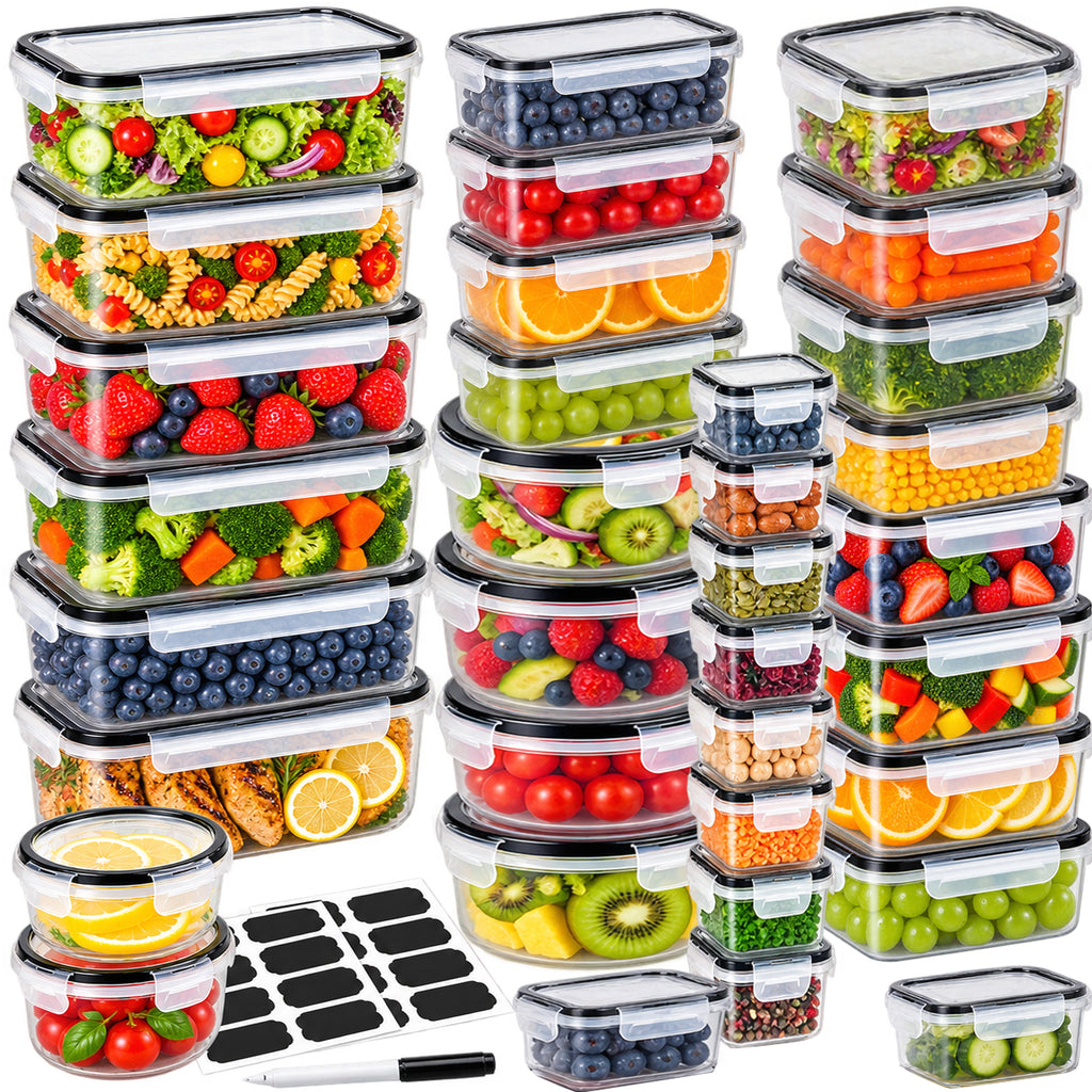 Anshine 34 Piece Airtight Food Storage Containers – BPA-Free, 4-Side Lock, Stackable Pantry Organization