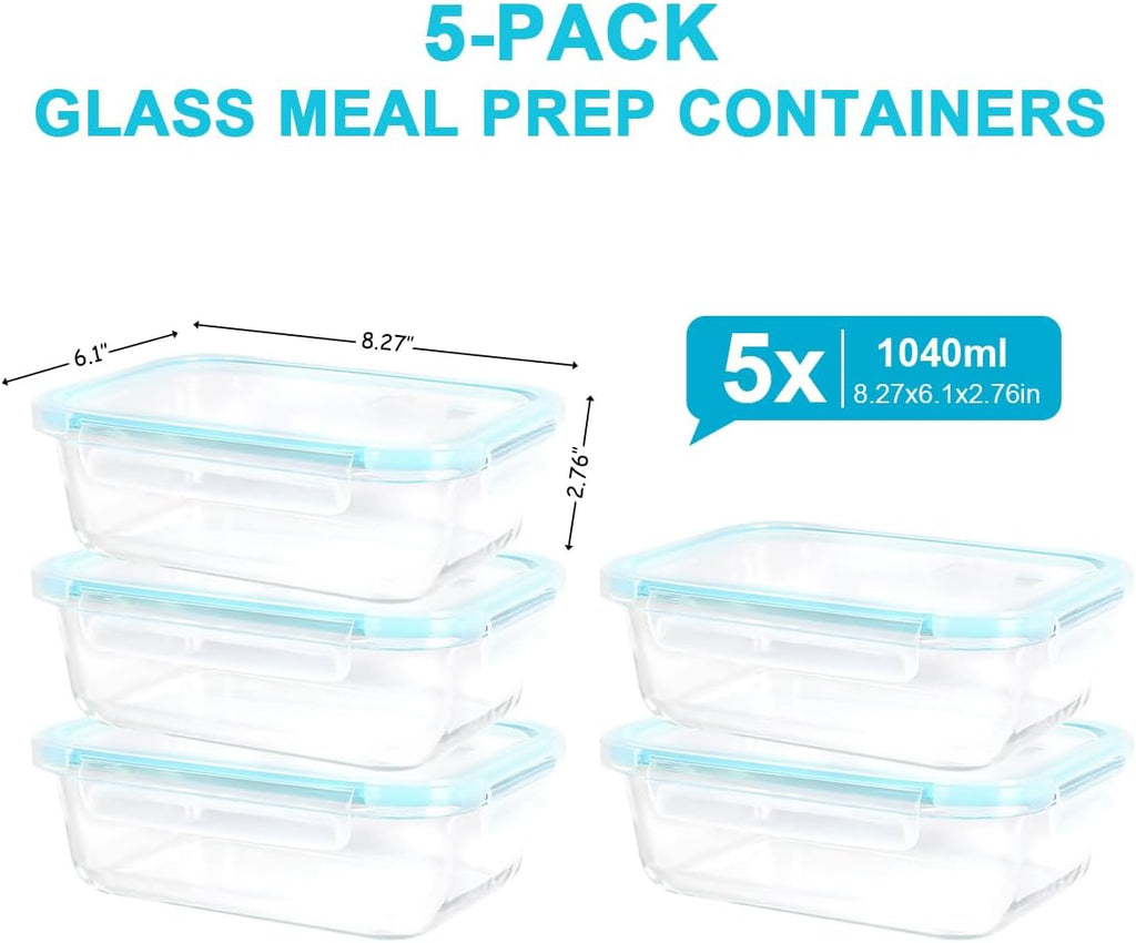 Glass Food Storage Containers 1040ml – Airtight & Leak-Proof