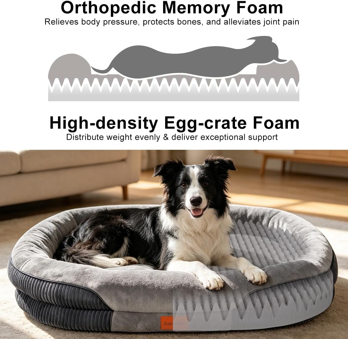 Memory Foam Orthopedic Dog Bed – Washable & Non-Slip