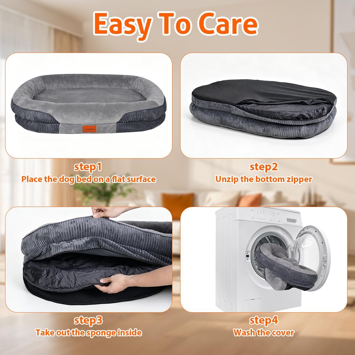Memory Foam Orthopedic Dog Bed – Washable & Non-Slip